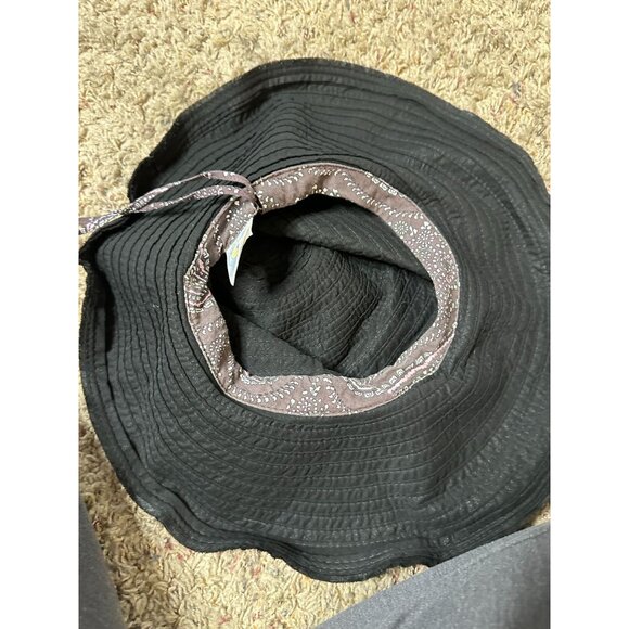 Wallaroo Hat Company Womens Black Scrunchie Sun Hat Wide Brim Floppy Style - Picture 3 of 5